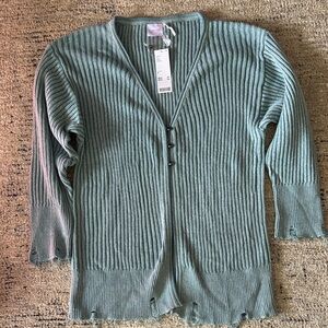 Urban Outfitters Robin Egg Blue Ribbed, Distressed Cardigan size Medium